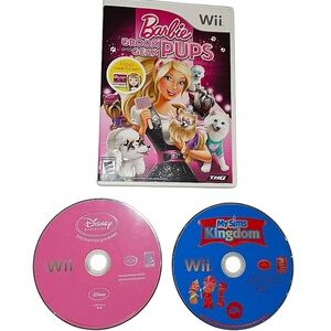 Wii E For Everyone Games Barbie Disney Enchanted Journey My Sims Kingdom Bundle